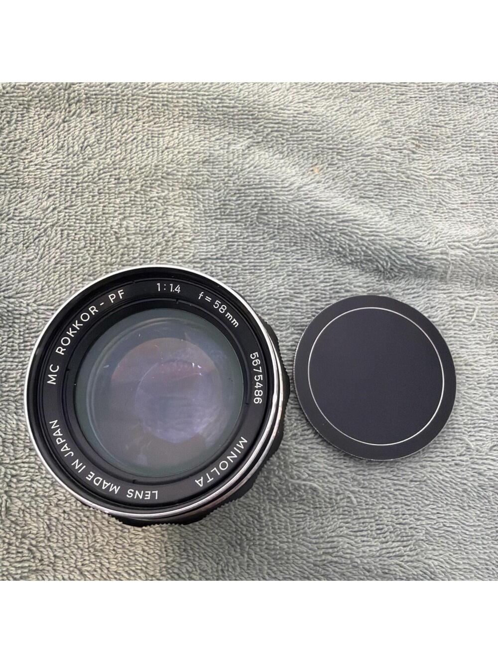 Minolta MC Rokkor-PF 58mm F1.4 Standard MF Lens / Good Working Condition. Caps